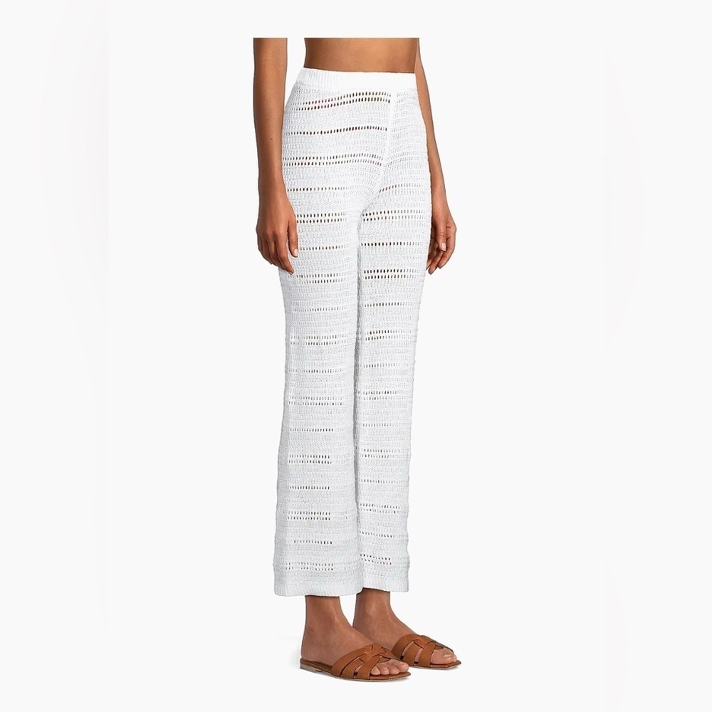 L*Space Ivory Knit Pants Marbella Crocheted Cover-Up Pants, 100% Cotton SizeM